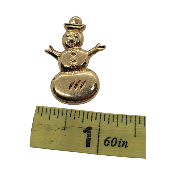 Vintage Snowman Pendant Holiday Christmas Pin Cute Gold Tone Gift - Picture 5 of 6
